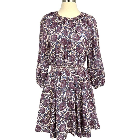 J. Crew Dresses & Skirts - J. Crew Palermo Smocked Waist Mini Dress Floral Bouquet Linen Size Small S